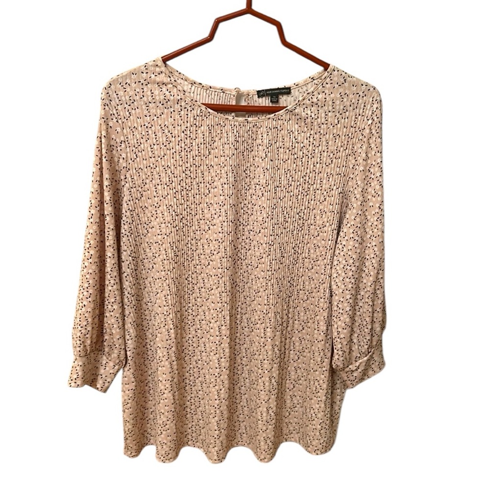 Adrianna Papell Floral Three-quarter Sleeve Pleated Top Women’s Size 1x